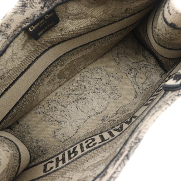 CHRISTIAN DIOR Book Tote Medium Bag Toile de Jouy Embroidery Canvas Beige/Black - Picture 6 of 8
